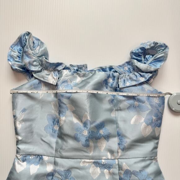 Lulus Pop the Bottle Mini Dress Blue Women’s Small Bridal Regencycore Bridgerton - Picture 13 of 16